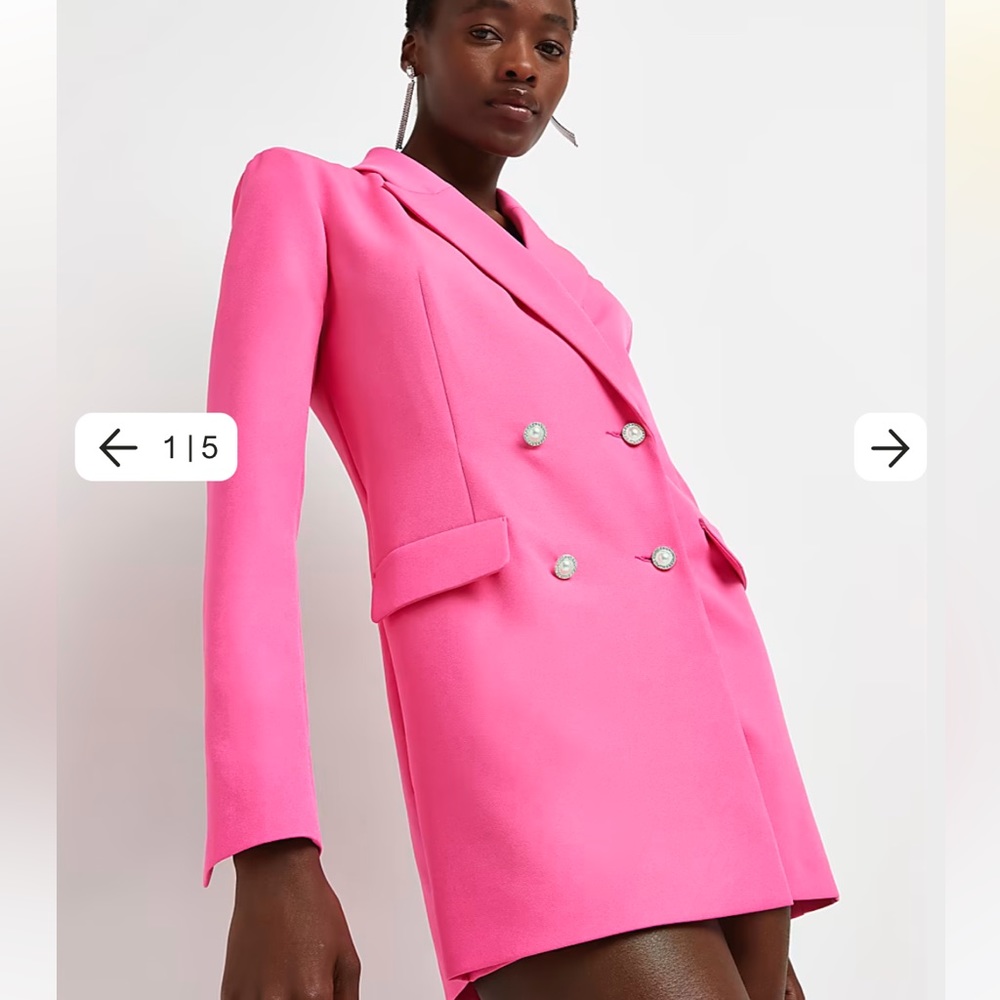 River Island Pink Double Breasted Blazer Playsuit uk14 US 10